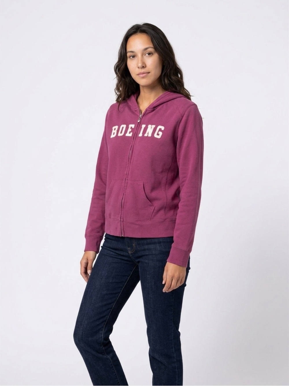 Boeing signature logo full-zip hoodie in a dark pink - size medium - Picture 3 of 6